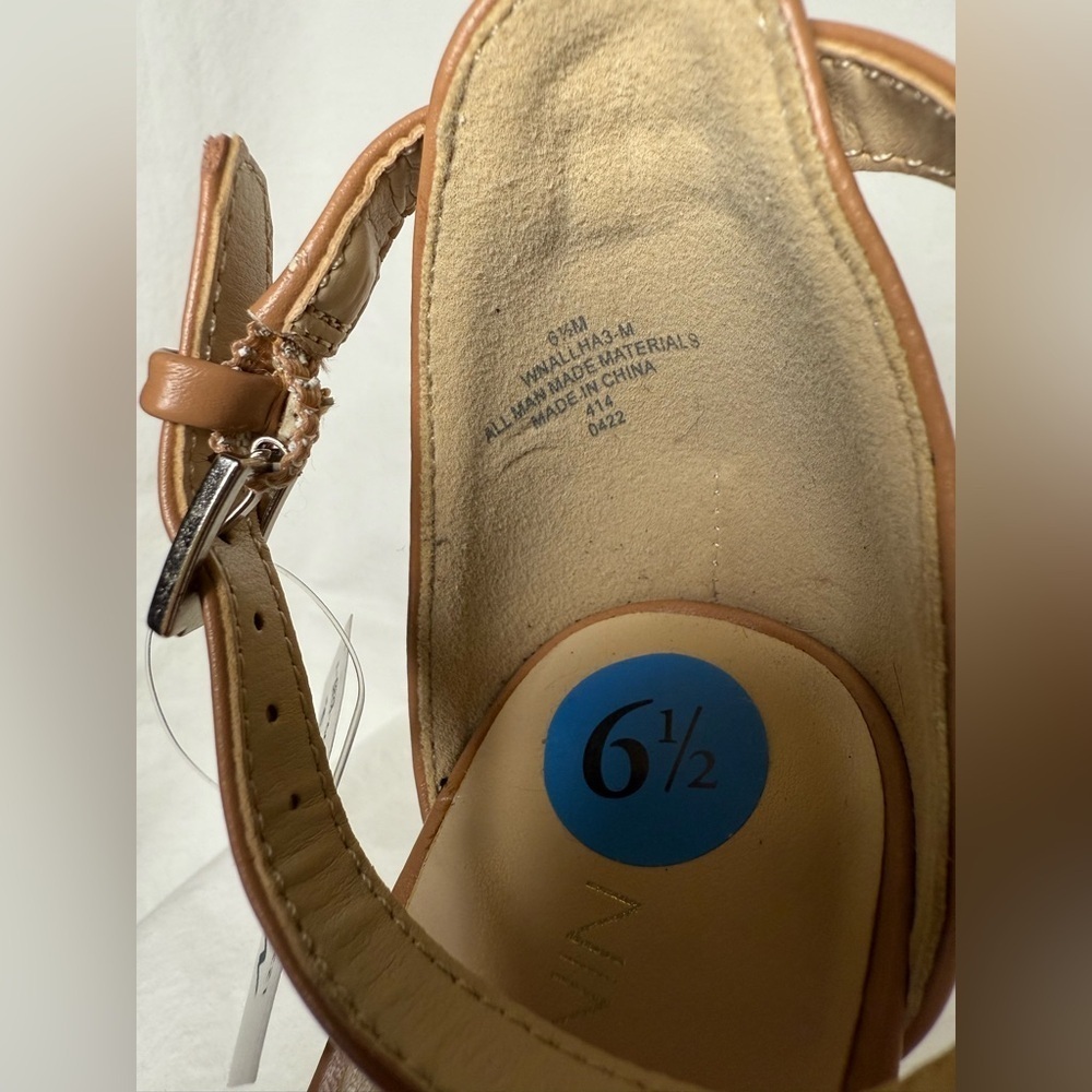 Nine West Allha 3 Braided Strap Chunky Heels in Macaroon Tan 6.5 - Picture 8 of 13